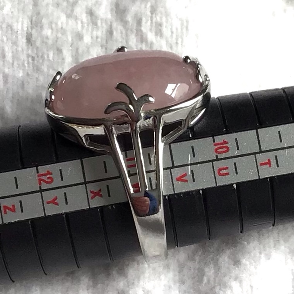 Rose Quartz Cabochon Solitaire Ring - Picture 6 of 6